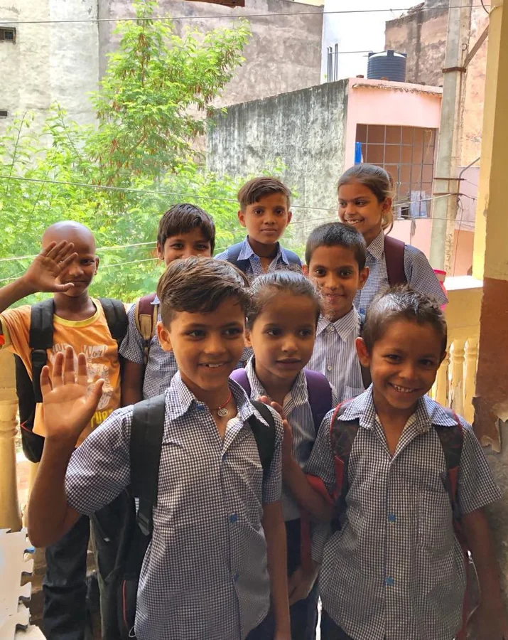Muskaan Care Foundation School Children Waving